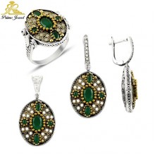 Gümüş Otantik Taşlı Set